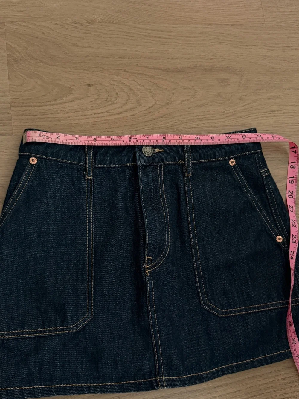 stradivarius Dark Blue Denim Mini Skirt